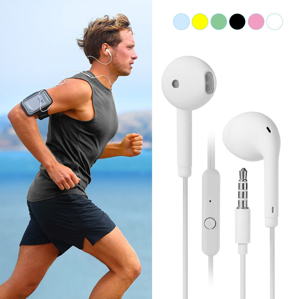 Universal 3.5mm Stereo In-Ear Headphones Sport Music Earbud Handfree Wired Headset Earphones with Mic For Xiaomi Huawei Samsung